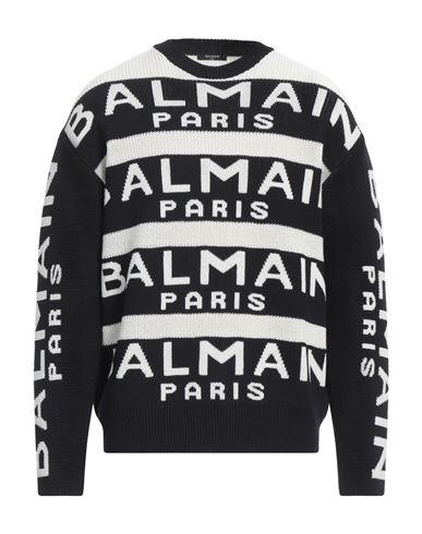 Balmain Man Sweater White Size Xs Virgin Wool, Polyamide