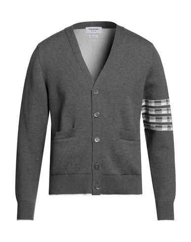 Thom Browne Man Cardigan Grey Size 4 Cotton, Polyamide, Elastane