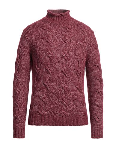 Shop Kangra Man Turtleneck Burgundy Size 40 Cotton, Wool, Acrylic, Alpaca Wool In Red