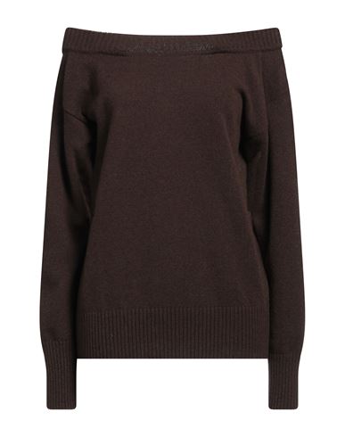 Erika Cavallini Woman Sweater Dark Brown Size M Wool, Polyamide