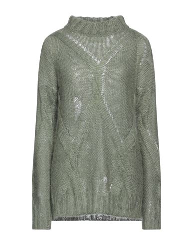 Erika Cavallini Woman Turtleneck Deep Jade Size M Mohair Wool, Polyamide, Wool In Green