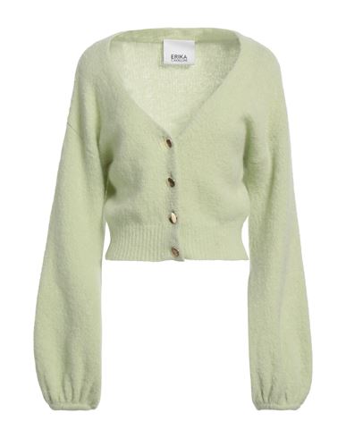Erika Cavallini Woman Cardigan Light Green Size M Alpaca Wool, Virgin Wool, Polyamide, Elastane