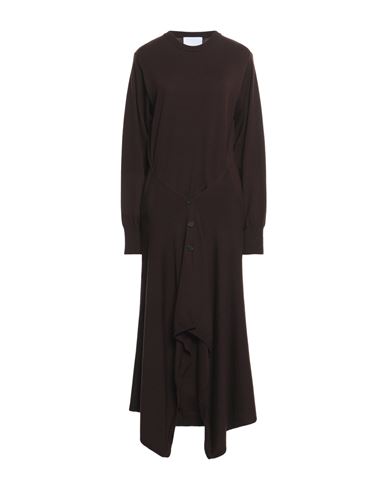 Erika Cavallini Woman Midi Dress Dark Brown Size M Virgin Wool