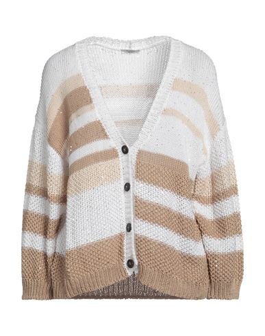 Shop Peserico Woman Cardigan Beige Size 8 Cotton, Polyester