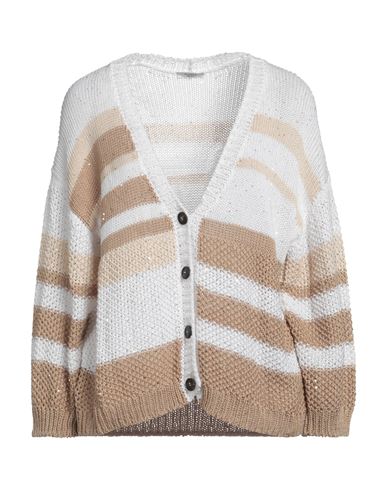 Shop Peserico Woman Cardigan Beige Size 6 Cotton, Polyester