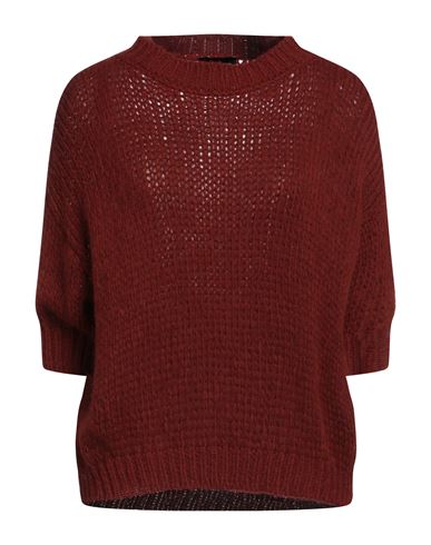 Roberto Collina Woman Sweater Brick Red Size L Baby Alpaca Wool, Nylon, Wool