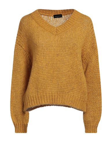 Roberto Collina Woman Sweater Mustard Size L Baby Alpaca Wool, Nylon, Wool In Yellow