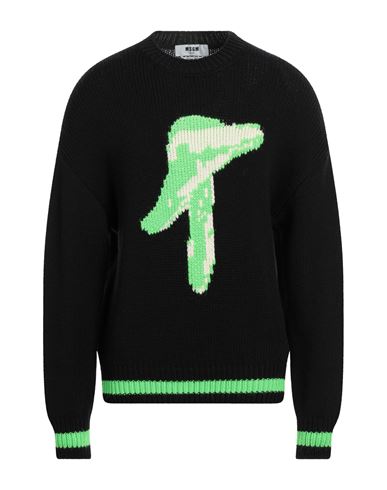 Shop Msgm Man Sweater Black Size M Virgin Wool, Acrylic, Polyamide, Alpaca Wool, Elastane