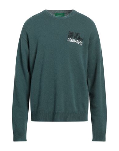 Dsquared2 Man Sweater Deep Jade Size M Cashmere In Green
