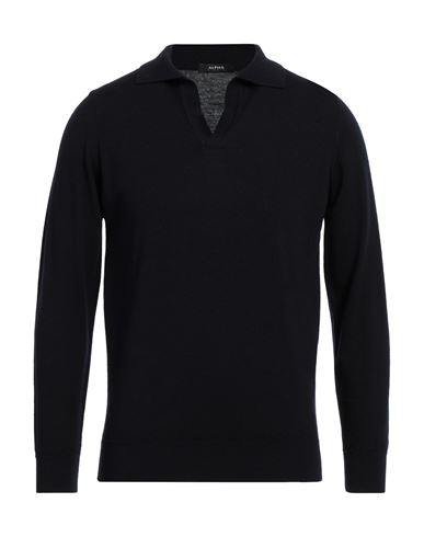 Alpha Studio Man Sweater Midnight Blue Size 38 Wool