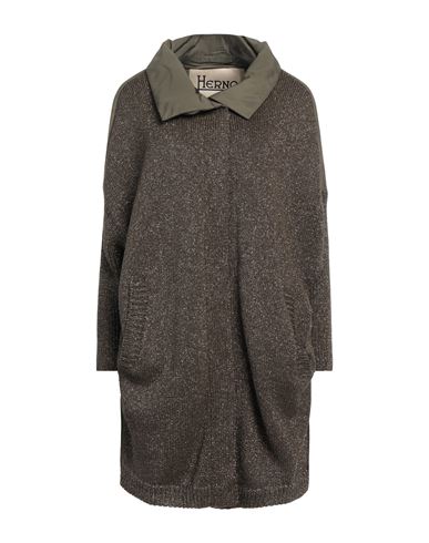 Herno Woman Coat Khaki Size 6 Viscose, Metallic Fiber, Polyester, Cotton, Acetate In Beige