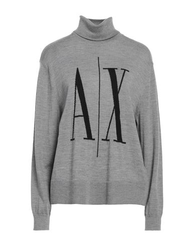 Shop Armani Exchange Woman Turtleneck Grey Size L Virgin Wool