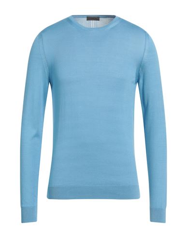 +39 Masq Man Sweater Azure Size 38 Cotton, Polyamide, Elastane In Blue