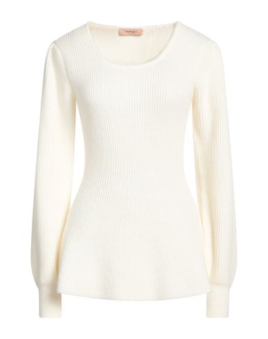 Twinset Woman Sweater Ivory Size L Acrylic, Wool, Alpaca Wool, Polyester In White