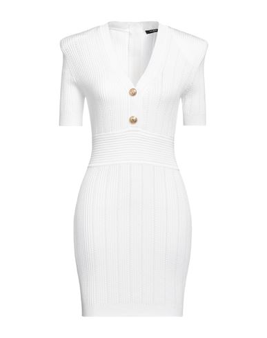 Balmain Woman Mini Dress White Size 8 Viscose, Polyamide