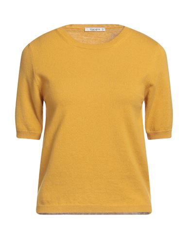 Kangra Woman Sweater Ocher Size 10 Merino Wool, Cashmere In Yellow