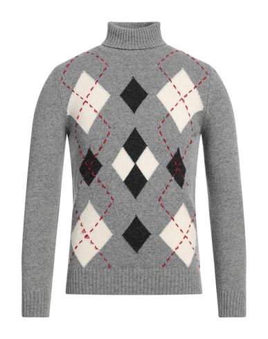 H953 Man Turtleneck Lead Size 36 Super 130s Wool, Cashmere In Grey
