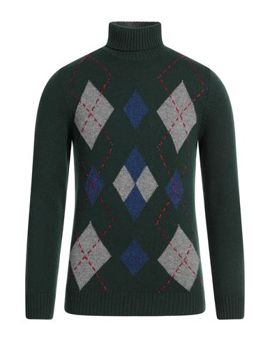 H953 Man Turtleneck Dark Green Size 38 Super 130s Wool, Cashmere