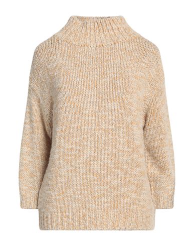 Kangra Woman Turtleneck Sand Size S Merino Wool, Silk, Viscose, Elastane In Beige