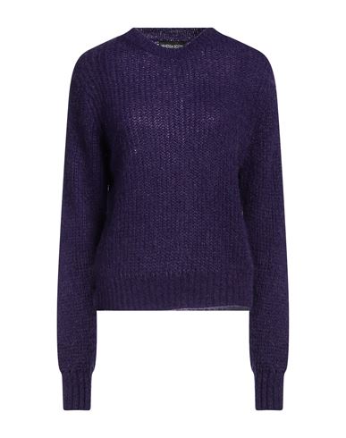 Shop Vanessa Scott Woman Sweater Dark Purple Size Onesize Acrylic, Polyamide, Mohair Wool