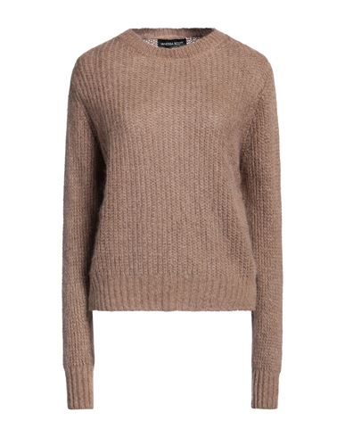 Shop Vanessa Scott Woman Sweater Camel Size Onesize Acrylic, Polyamide, Mohair Wool In Beige