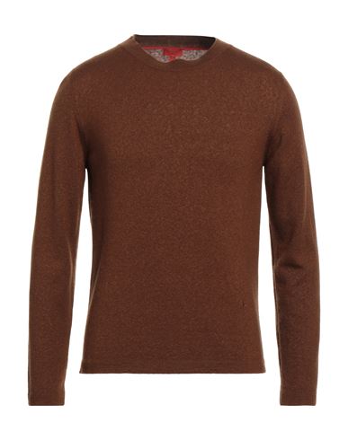 Isaia Man Sweater Brown Size Xxl Cashmere, Silk