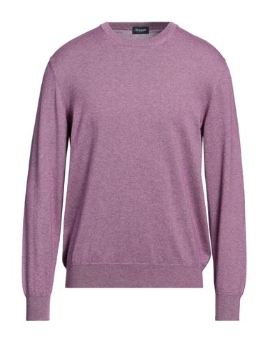 Drumohr Man Sweater Purple Size 40 Cashmere, Silk