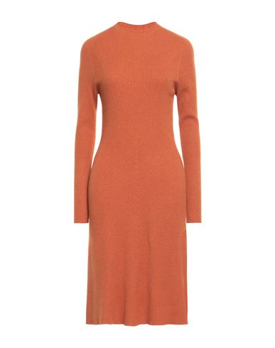 Stefanel Woman Midi Dress Orange Size L Viscose, Polyamide, Wool, Cashmere, Polyester
