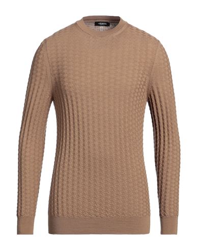 +39 Masq Man Sweater Brown Size 38 Merino Wool In Beige