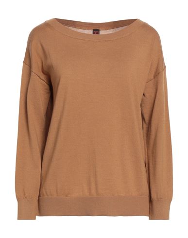 Shop Stefanel Woman Sweater Camel Size L Merino Wool In Beige