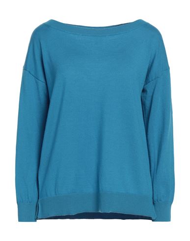 Stefanel Woman Sweater Azure Size L Merino Wool In Blue