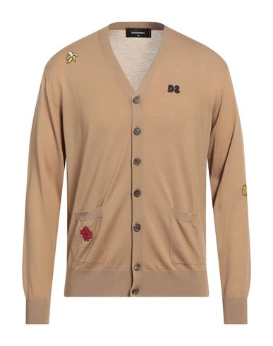 Dsquared2 Man Cardigan Light Brown Size M Wool In Beige