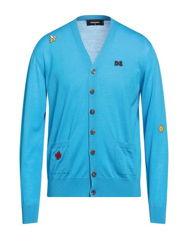 Dsquared2 Man Cardigan Azure Size M Wool In Blue