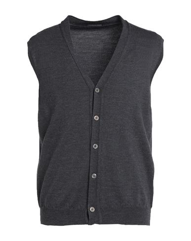 Shop Thomas Reed Man Cardigan Lead Size Xl Merino Wool In Grey