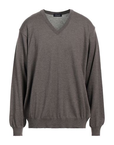 Drumohr Man Sweater Cocoa Size 34 Merino Wool In Brown