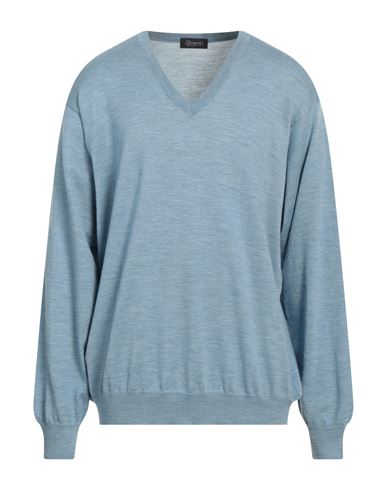 Drumohr Man Sweater Sky Blue Size 34 Merino Wool
