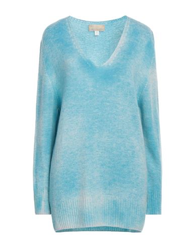 120% Lino Woman Sweater Turquoise Size S Cashmere, Virgin Wool In Blue