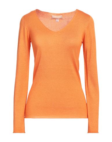 120% Lino Woman Sweater Orange Size S Cashmere, Silk
