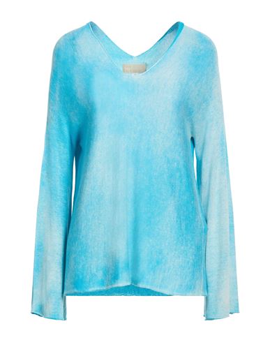 120% Lino Woman Sweater Azure Size Xs Cashmere, Silk In Blue