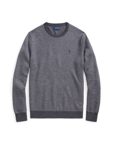 Polo Ralph Lauren Herringbone-knit Washable Wool Sweater Man Sweater Grey Size Xxl Wool