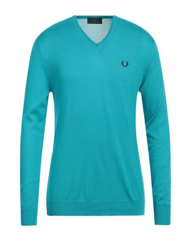 Fred Perry Man Sweater Turquoise Size Xl Cotton In Blue