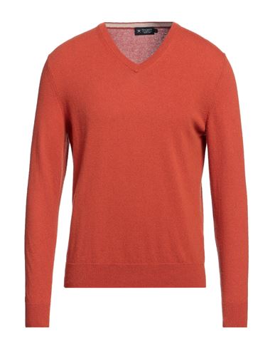 Hackett Man Sweater Orange Size M Lambswool, Viscose, Polyamide, Cashmere