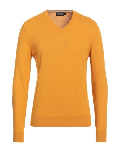 Hackett Man Sweater Mustard Size L Lambswool, Viscose, Polyamide, Cashmere In Yellow