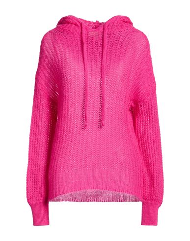 120% Lino Woman Sweater Fuchsia Size M Cashmere, Mohair Wool, Wool, Polyamide In Pink