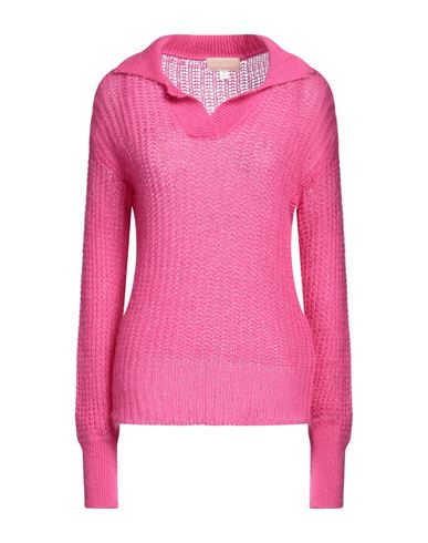 120% Lino Woman Sweater Fuchsia Size S Cashmere, Mohair Wool, Wool, Polyamide In Pink
