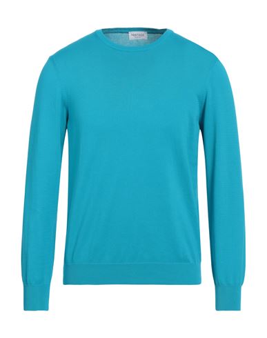 Heritage Man Sweater Turquoise Size 46 Cotton In Blue