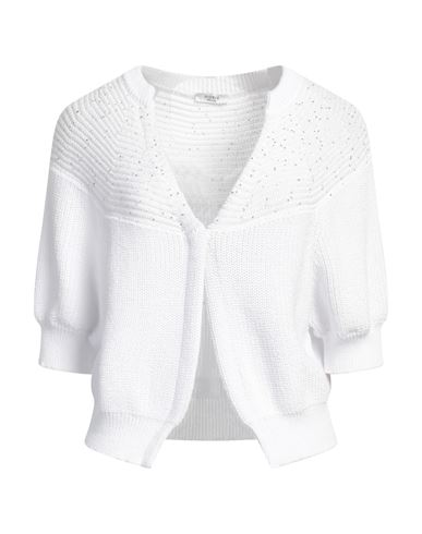 Peserico Woman Cardigan White Size 10 Cotton, Polyester