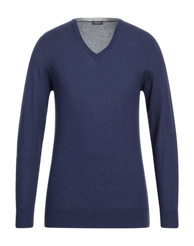 Rossopuro Man Sweater Navy Blue Size 4 Cotton