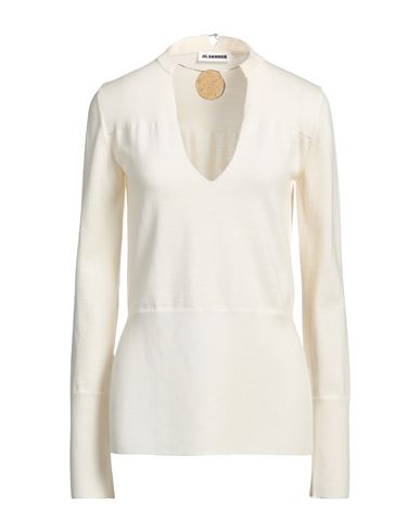 Jil Sander Woman Sweater Ivory Size 4 Virgin Wool In White