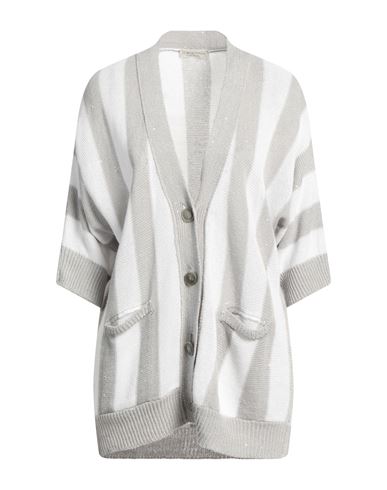 Le Tricot Perugia Woman Cardigan Light Grey Size M Linen, Cotton, Polyester In Grey
